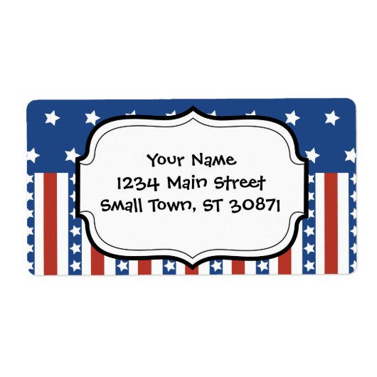Étiquette Patriotic Stars Stripes Freedom Drapeau 4 juillet (Devant)
