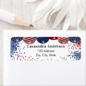 Étiquette Patriotique USA rouge blanc drapeau bleu adresse d (En situation)