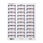 Étiquette Patriotique USA rouge blanc drapeau bleu adresse d (Feuille entière)