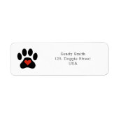 Étiquette Patte de chien avec cœur (Devant)
