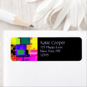 Étiquette Patte géométrique multicolore carré (En situation)