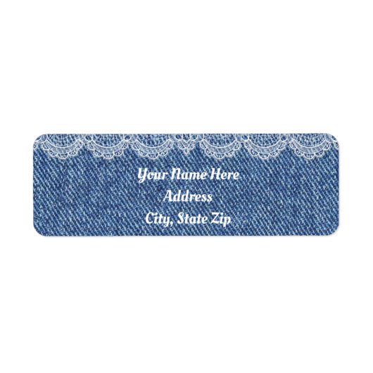 Étiquette Pays Charme Denim Dentelle Adresse de retour Label (Devant)