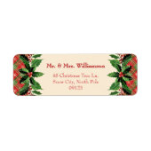 Étiquette Pays Noël Plaid et Holly | Retour rouge (Devant)