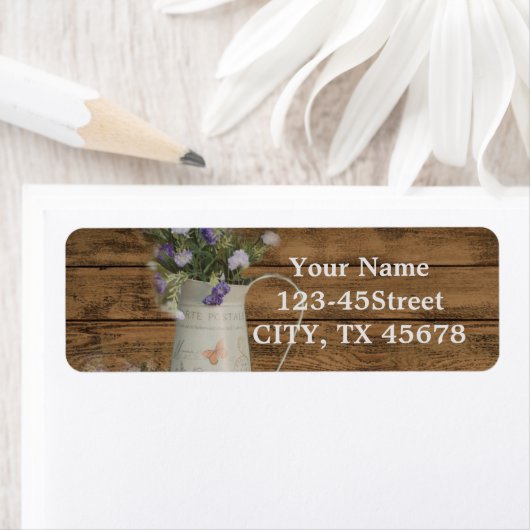 Étiquette pays primitif lavande rustique grange bois (En situation)