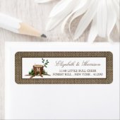 Étiquette Pays Russe Monogramme Arbre et Mariage de Burlap (En situation)