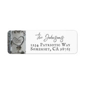 Étiquette Pays Rustic Carved Heart Birch Tree (Devant)