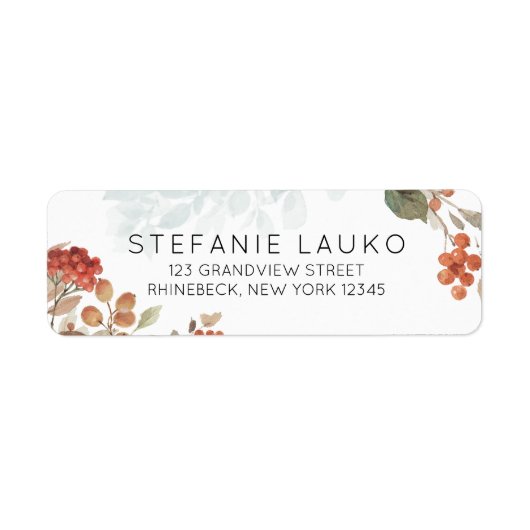 Étiquette Pays Rustic Fall Foliage Aquarelle Adresse (Devant)