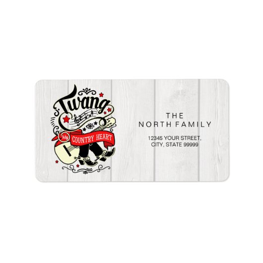 Étiquette Pays Twang rouge/noir ID464 (Devant)