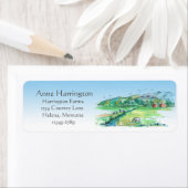 Étiquette Paysage agricole Vaches Red Grange (En situation)