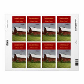 Étiquette Paysage de campagne avec bouteille de vin de grang (Feuille entière)