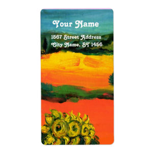 ÉTIQUETTE PAYSAGE DE TOSCANE AVEC DÉBORDEMENT