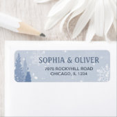 Étiquette Paysage d'hiver bleu Dusty (En situation)