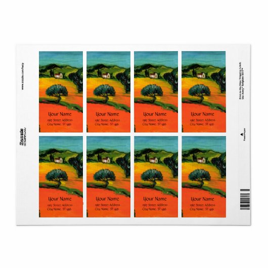 ÉTIQUETTE PAYSAGE TOSCANE (Feuille entière)