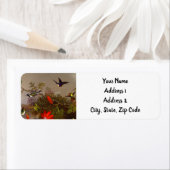 Étiquette Paysage tropical avec dix colibris (En situation)