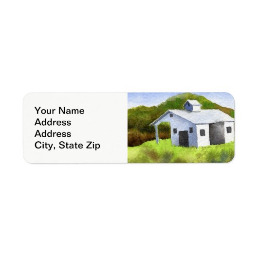 Étiquette Paysages de campagne terrain ferme grange silo. (Devant)