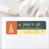 Étiquette Peace & joy boho joyeux bloc de couleurs vacances (En situation)