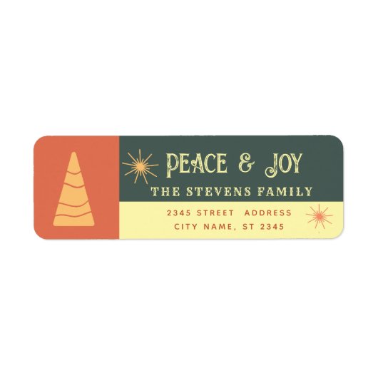 Étiquette Peace & joy boho joyeux bloc de couleurs vacances (Devant)