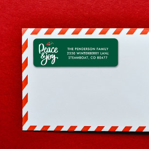 Étiquette Peace Joy Christmas Holiday Custom Return Adresse