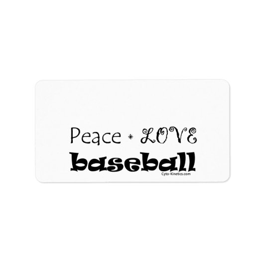Étiquette Peace Love Baseball (Devant)
