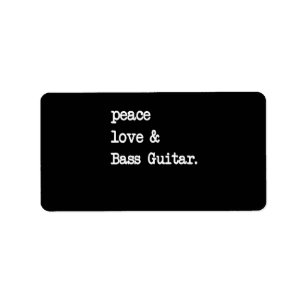Étiquette Peace Love & Basse Guitare Musicien Guitaris