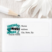 Étiquette Peace Love Cure Cancer de l'ovaire (En situation)