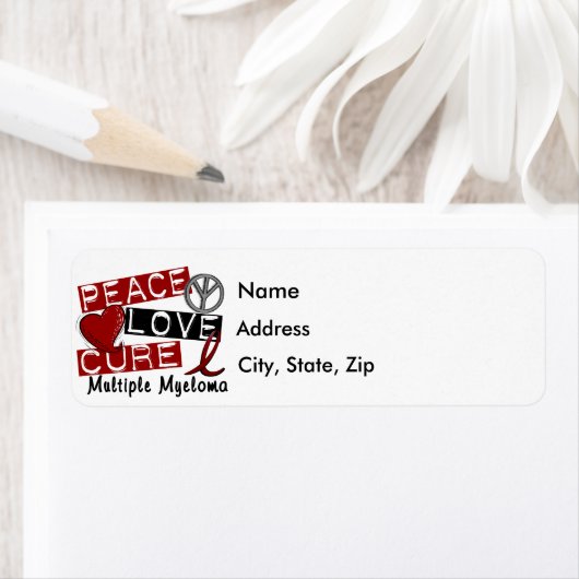 Étiquette Peace Love Cure Multiple Myeloma (En situation)