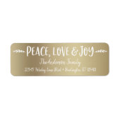 Étiquette Peace Love Joy Modern Typography Gold Nom personna (Devant)