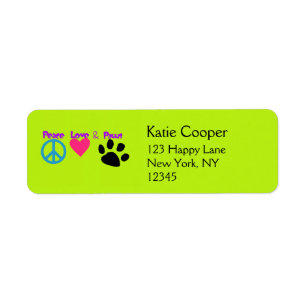 Étiquette Peace Love & Paws