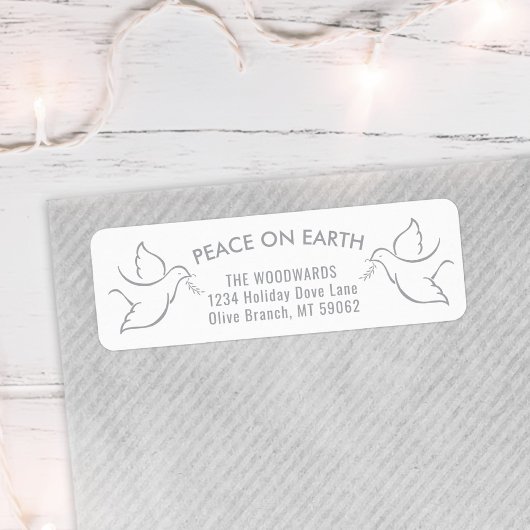 Étiquette Peace on Earth Holiday Dove White Adresse de retou