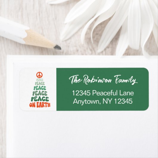 Étiquette Peace on Earth Retro Font Custom Holiday (En situation)