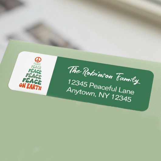 Étiquette Peace on Earth Retro Font Custom Holiday