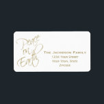 Étiquette Peace on Earth White Christmas Retours Adresse<br><div class="desc">Cette étiquette d'adresse de retour de Noël ou de vacances présente un design minimaliste avec un arrière - plan blanc et un texte en or. Les mots "Paix sur Terre" sont écrits en écriture dorée stylisée avec l'adresse à côté d'eux. Simple mais élégant.</div>