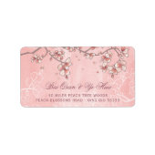 Étiquette Peach Blossoms Florals Mariage asiatique Adresse (Devant)