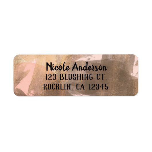 Étiquette Peach & Copper Bronze Chic Moderne Monogramme Or (Devant)