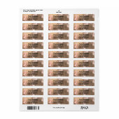 Étiquette Peach & Copper Bronze Chic Moderne Monogramme Or (Feuille entière)