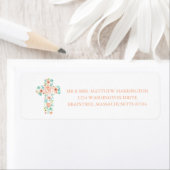 Étiquette Peach et Mint Flower Cross (En situation)