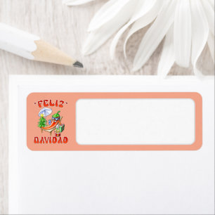 Étiquette Peach Feliz Navidad Chili Drawing Blond Adresse