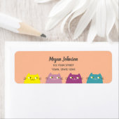 Étiquette Peach Fuzz Kawaii Adresse de retour (En situation)