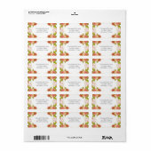 Étiquette Peach Gold Watercolor Flowers Adresse de retour (Feuille entière)