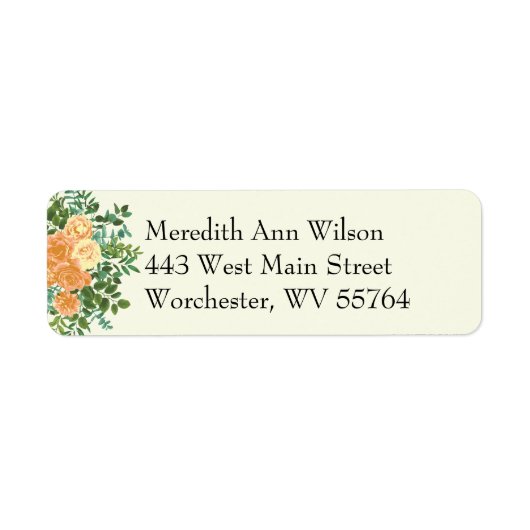 Étiquette Peach Ivory Mariage Rose Vintage (Devant)