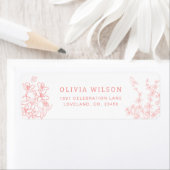 Étiquette Peach Pink Garden Chinoiserie Adresse de retour (En situation)