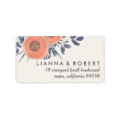 Étiquette Peach Poppies Adresse de retour (Devant)