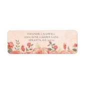 Étiquette Peach Rose Coral Mariage Adresse de retour (Devant)