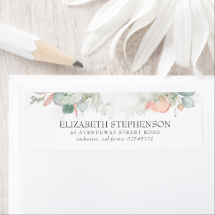 Étiquette Peach Watercolor Flowers élégant