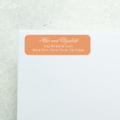Étiquette Peach Wedding Monogram Floral Script