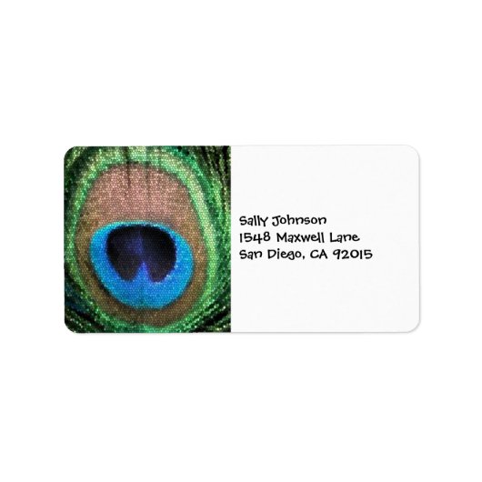 Étiquette Peacock avec effet de verre tendu. (Devant)