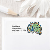 Étiquette Peacock de dessin coloré (En situation)