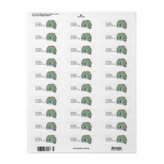 Étiquette Peacock de dessin coloré (Feuille entière)