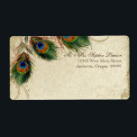 Étiquette Peacock & Feathers Formal Mariage Adresse de corre<br><div class="desc">PALETTE DE COULEUR : tan, crème, bleu paon, bleu royal, vert et rouille. DESIGN : Il s'agit d'un étiquette d'adresse postale correspondant créé pour correspondre à la collection de mariages d'inspiration vintage antique. La collection possède un ensemble complet de produits et peut être créée en plusieurs coloris. Si vous souhaitez...</div>