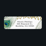 Étiquette Peacock Feathers & Gold Boho Glam Invitation<br><div class="desc">Peacock Feathers & Gold Boho Glam Invitation Étiquettes. Customisez avec tout texte. Éléments correspondants disponibles.</div>